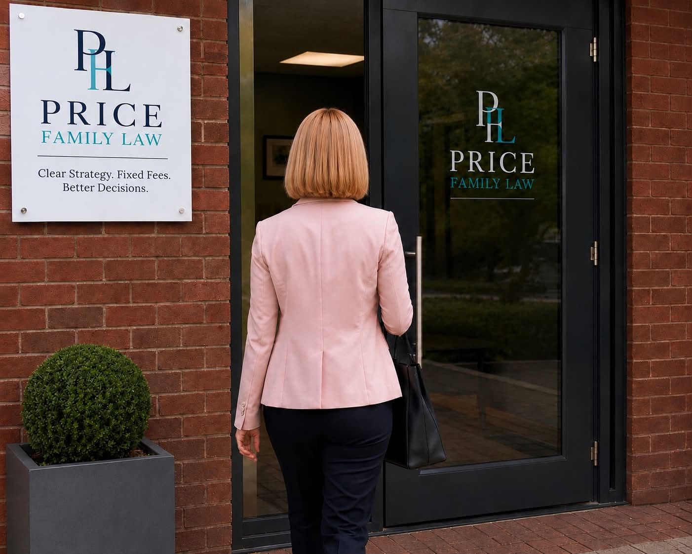 Helen Price arriving at the Price Family Law office